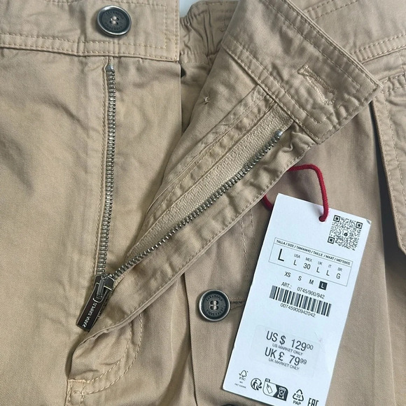 Zara SRPLS Womens Size Large Tan Midi Cotton Skirt NWT - Picture 7 of 12